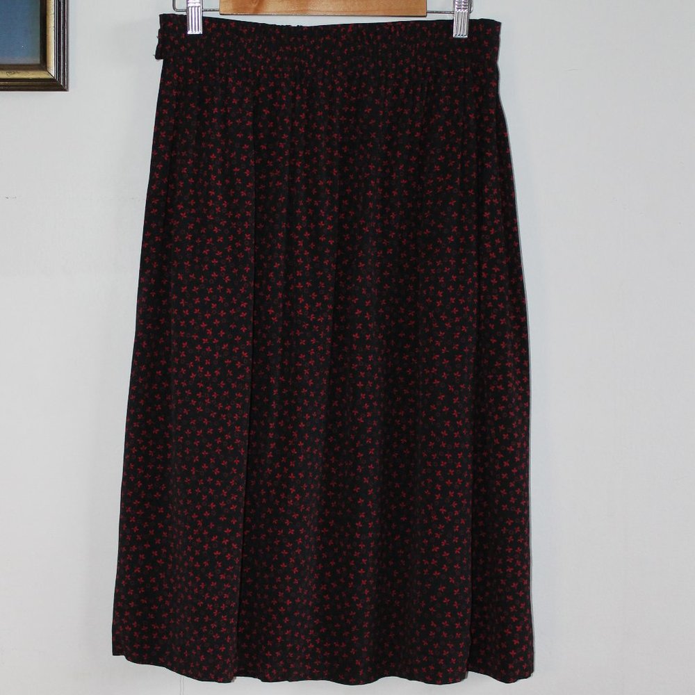 80s Jones New York 'Jones Wear Petite' Disty Floral Midi Skirt 28W